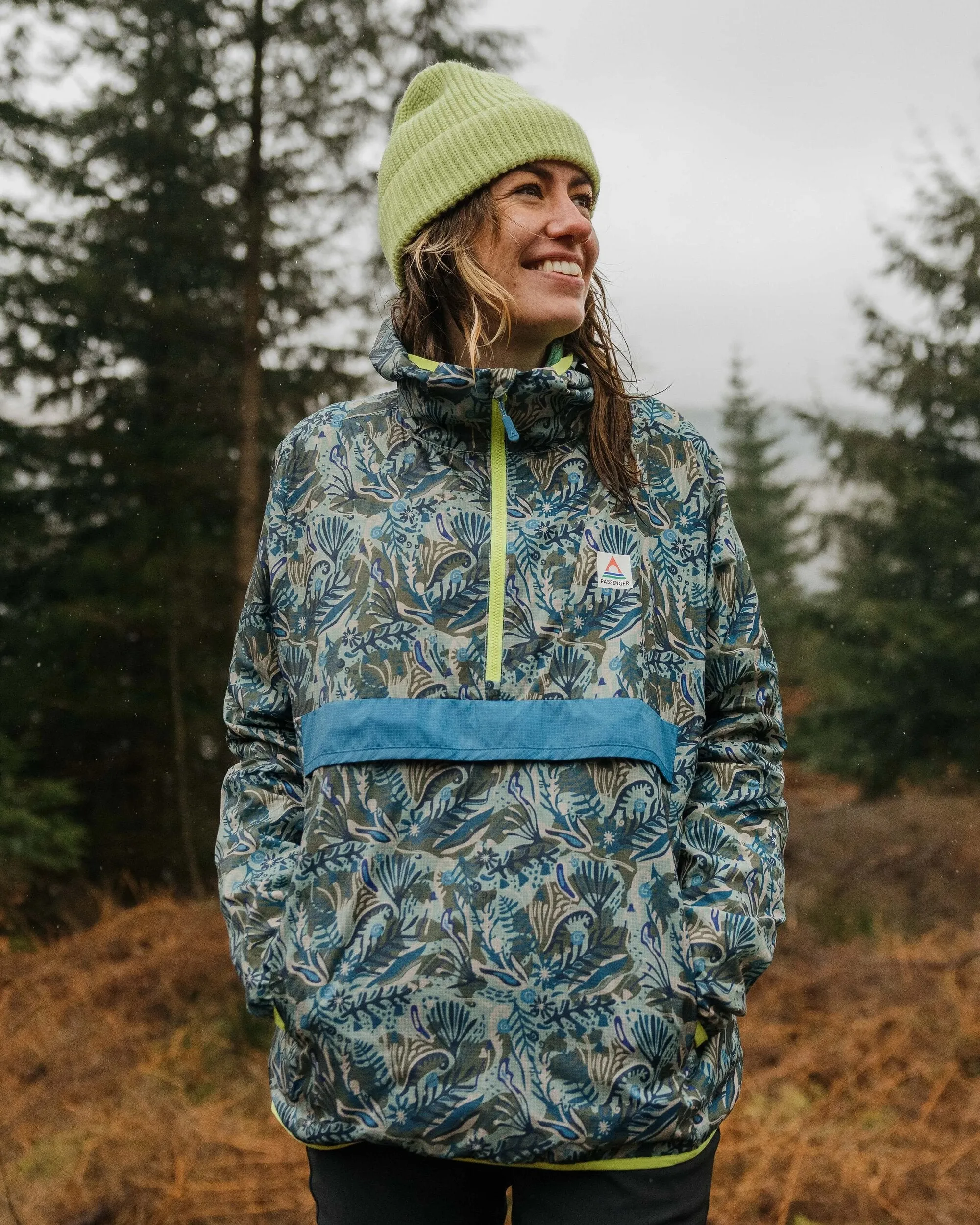 Anorak coupe-vent recyclé Viento - Abstract Seaweed Pistachio